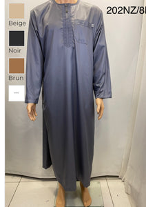 Qamis gris manches longues